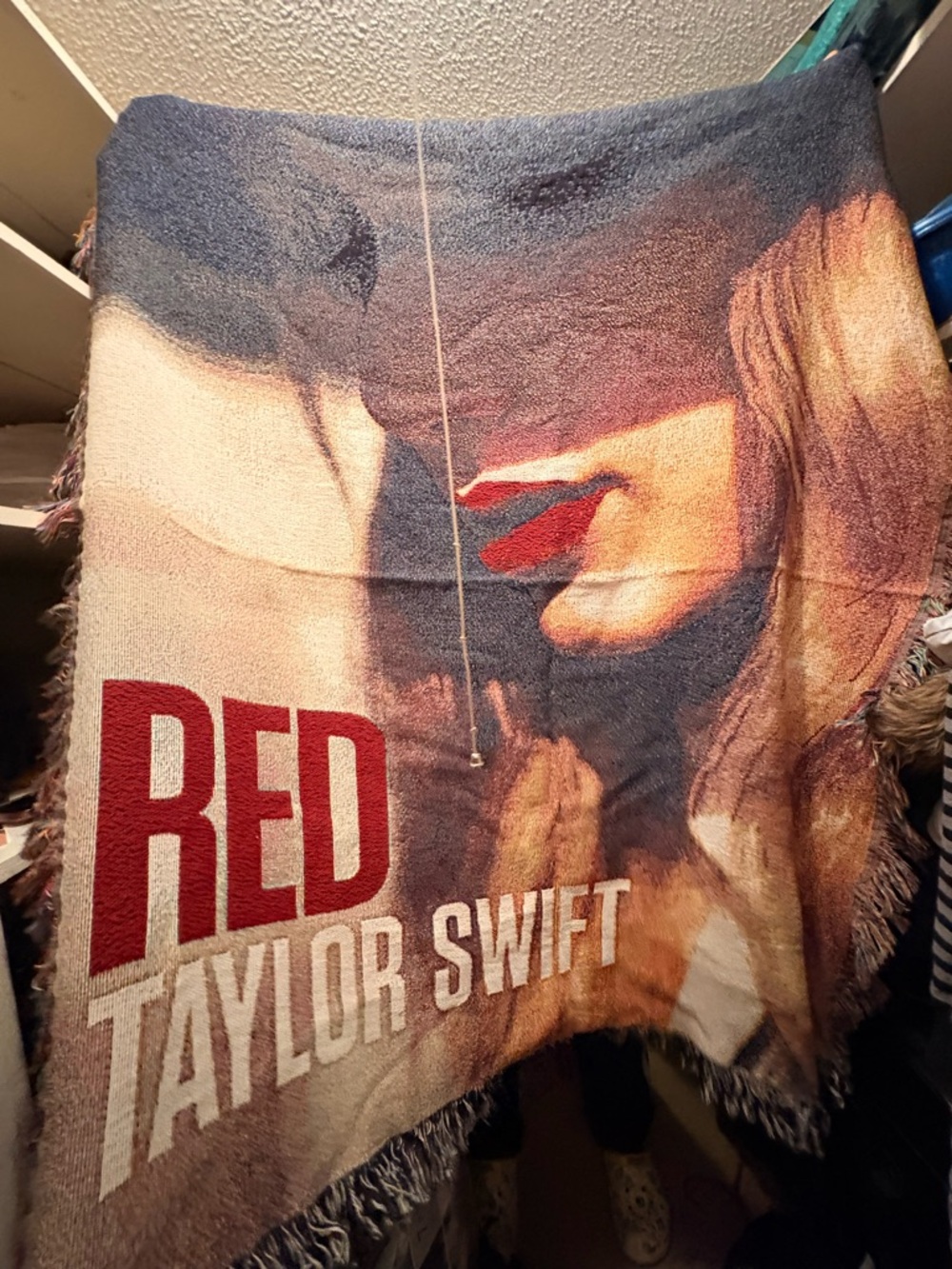 Taylor Swift Red and Beige Graphic Woven Throw